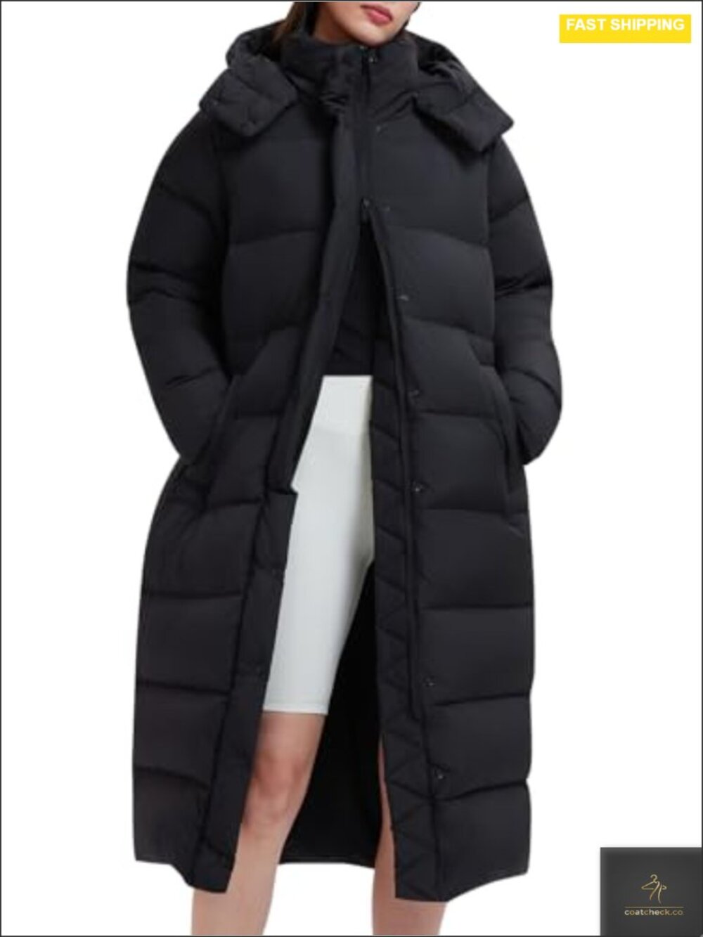 Women's 800FP Long Down Puffer Coat with Cinched Waist, Water-Resistant Winter